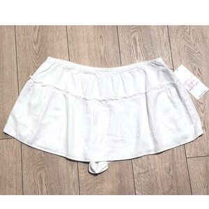 Vanilla Star Womens Linen Skort Ruffle Tiered Mini Skirt White XL NEW NWT
